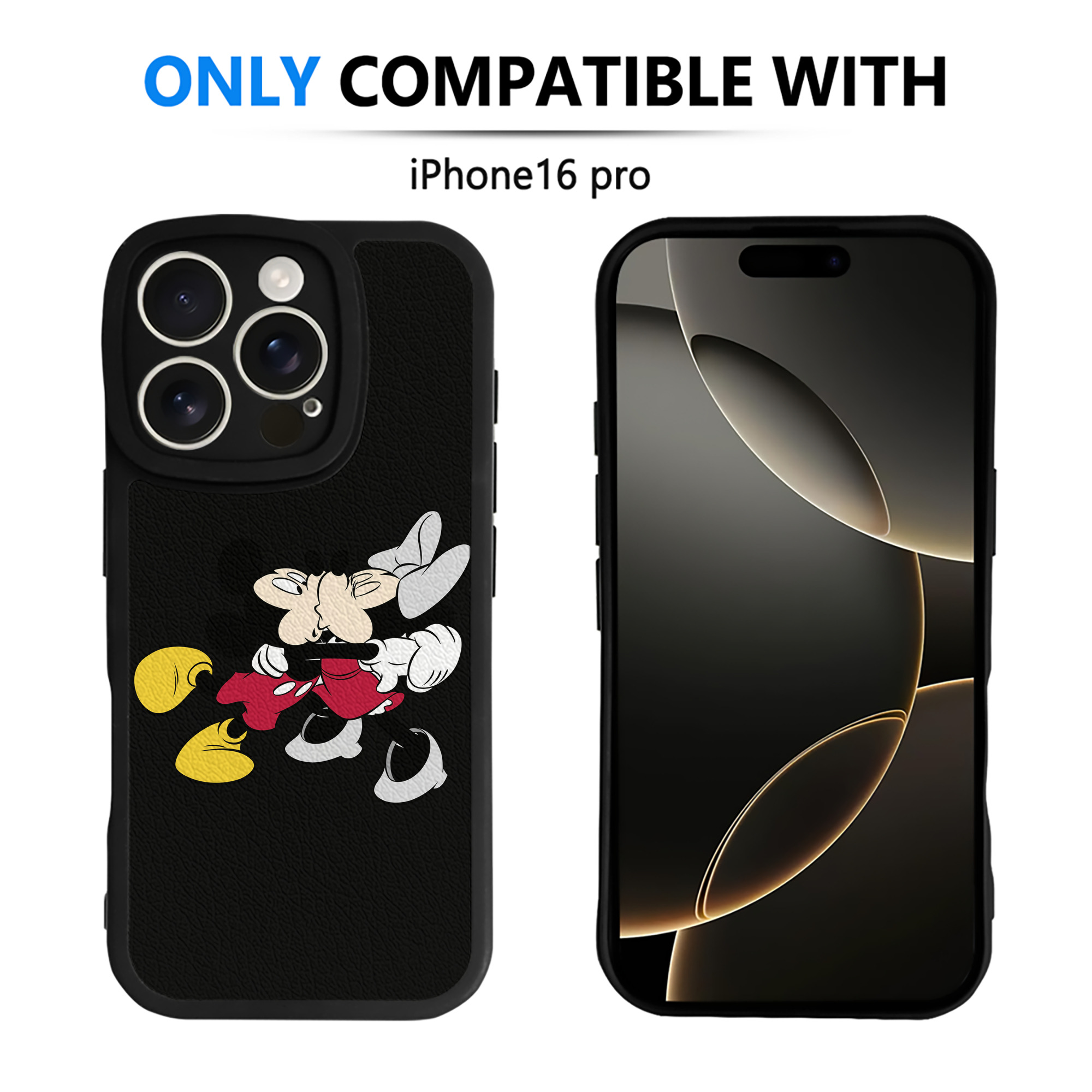 （画像用） ミッキーマウス Mickey Mouse 【iPhone 16シリーズ対応】シリコンスマホケース（レザー調） 材質：シリコン